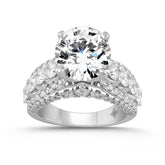 LADIES RING 5 1/4CT ROUND DIAMOND 14K WHITE GOLD (CENTER STONE ROUND DIAMOND 3CT )